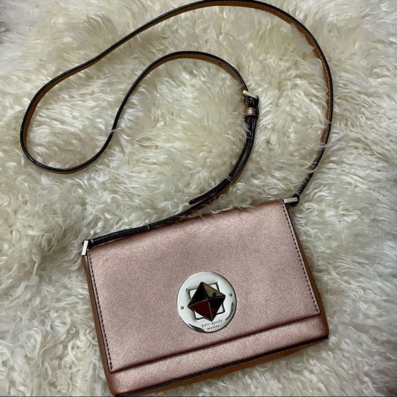kate spade Handbags - Kate Spade Sally Newbury Lane Rose Gold Saffiano Leather Cross body Shoulder Bag